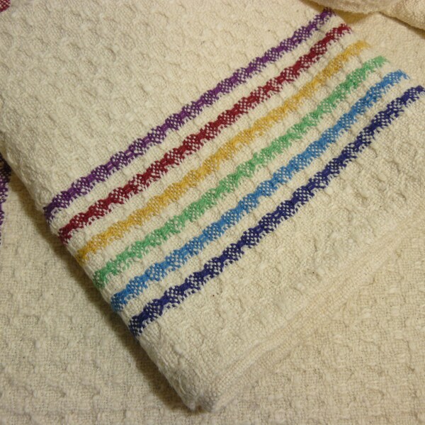 Handwoven Tea Towel Dishtowel - Rainbow Stripes