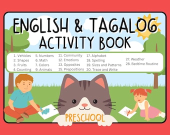 Bilingual English Tagalog Activity Book: Montessori Travel Toy