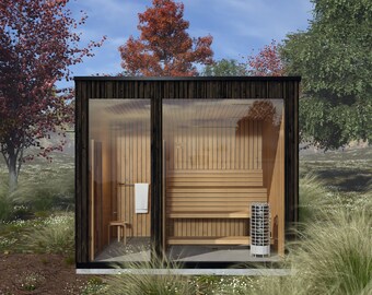 Printed Sauna Plans for a 4 Person Modern Sauna Cabin With a Changing ...