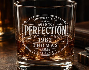 Personalized whiskey glass with name & year, personalized gifts for men, gifts for dad, birthday gift for father, grandfather, man, whiskey