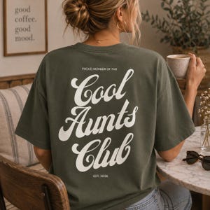 Personlig cool mostersklubbtröja, moster-t-shirt med önskeår, presenter till moster, graviditetsmeddelande, graviditetsmeddelande