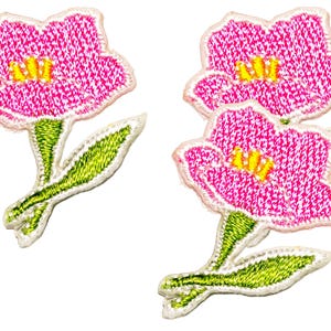 Sehr kleine Pink Petunia Blume Daisy Applikation Motiv Dekorative Kleidung Kleid Jeans Kostüm Floral Blume Blätter Aufnäher (3 Stück)