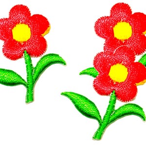 Truly Small Red Daisy Gestickter Aufnäher DIY Sonnenschein Stickerei Accessoire Nähen für Kleidung Jacken Rucksäcke Jeans T-Shirt (3 Stück)