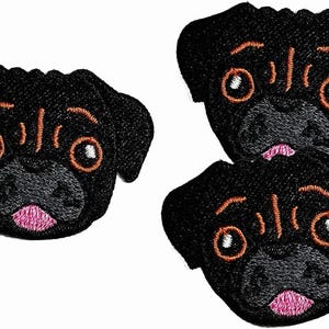 Truly Small Black Mops Cartoon Borduurpatch voor Kleding Jassen Rugzakken Jeans T-shirt Caps Sticker Mopshond Strijkpatches (3 stuks)
