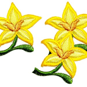 Truly Small Gele Lelie Retro Cartoon Patch Tuin Bloemen Bladeren DIY-accessoire Opstrijkbare zelfklevende stickers Decoratie (3 stuks)
