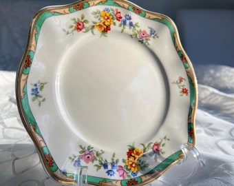 Early Art Deco Johnson Brothers Enfield Square Dessert Plate, Collectible, 1920s-early 1930s, English Ironstone