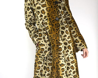 Miss Sixty ~ Abrigo largo con estampado de leopardo suave de los años 2000