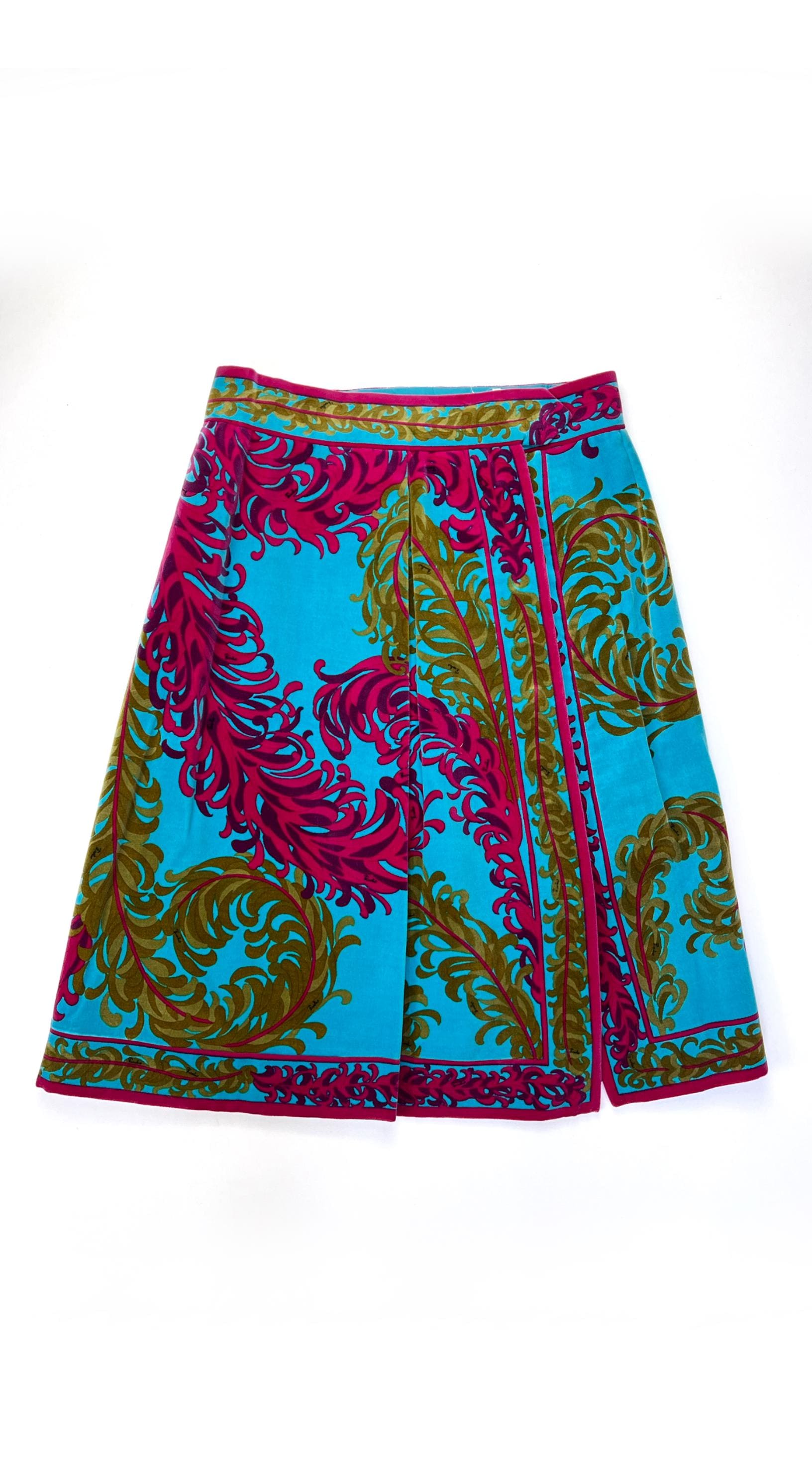 EMILIO PUCCI スカート 9RAV60 40 Emilio Pucci ~ 1960s Radiant Floral Velvet Skirt - Etsy