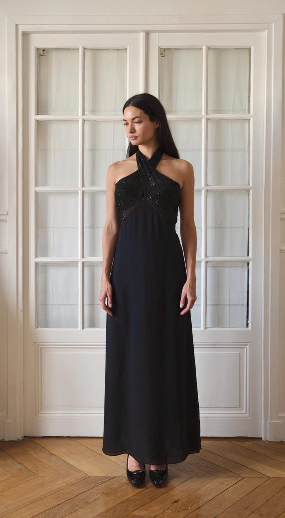 La Perla ~ Black Halterneck Long Evening Dress - Etsy