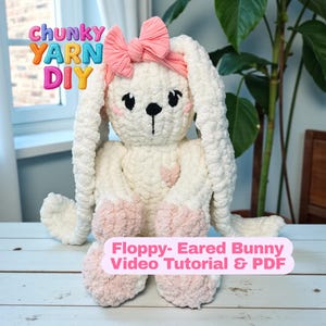 Floppy-Eared Bunny Tutorial, Hand Knit Finger Plush (Digital Download)