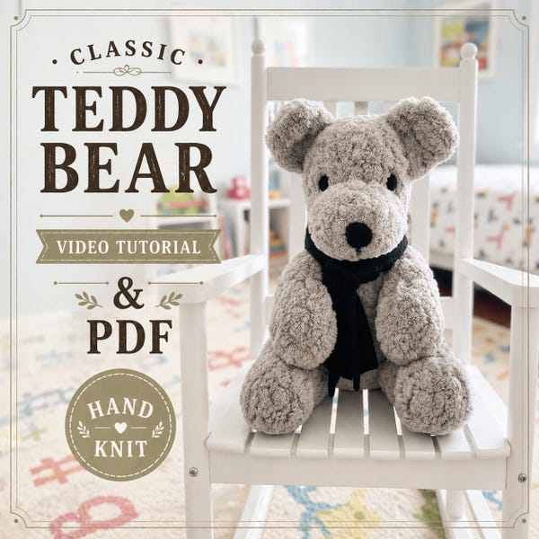 Chunky Knit Teddy Bear Pattern: Finger Knit Animal (Full Video Tutorial)