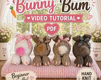 Handgestricktes Bunny Bum Kissen Muster Video Anleitung: Fingergestrickte Tiere (Digitaler Download)