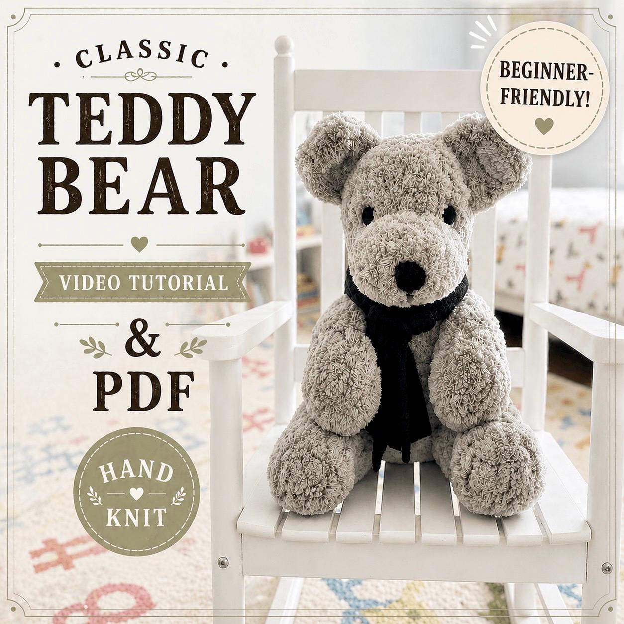 Hand Knit Teddy Bear Pattern: Finger Knit Animal (full Video