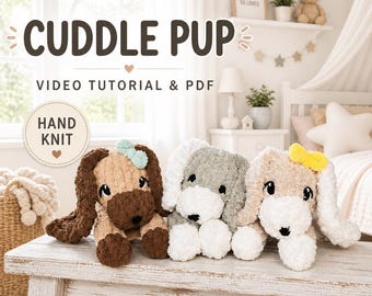 Modèle de chien tricoté à la main : animal tricoté avec les doigts (tutoriel vidéo complet)