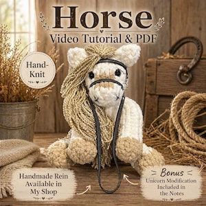 Chunky Yarn Horse Video Tutorial & PDF Pattern (Digital Download)