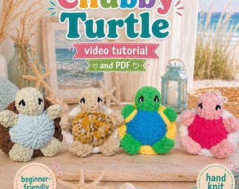 Hand Knit Turtle Pattern: Finger Knit Animal - Video Tutorial (Digital Download)