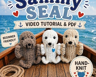 Sammy Seal Finger Knit Pattern: Beginner Plus Video Tutorial (PDF Pattern)