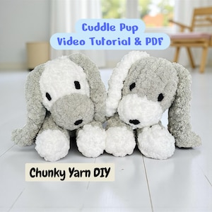 Modèle de chien en tricot épais : animal tricoté avec les doigts (tutoriel vidéo complet)