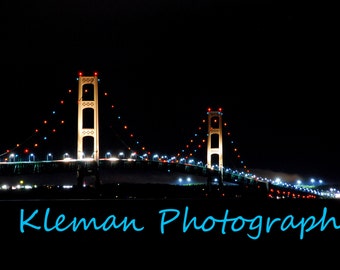 Mackinaw Bridge at Night Magnet-READY TO SHIP