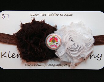 Toddler to Adult Thanksgiving "Little Turkey" Shabby Flower Headband-READY TO SHIP