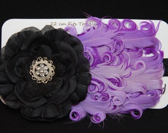 Toddler/Adult Black and Shades of Purple Feather Headband-READY TO SHIP