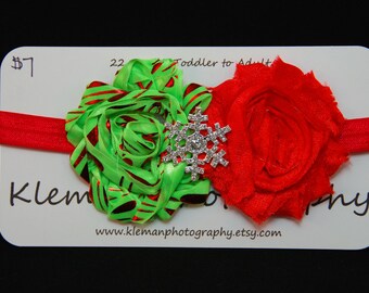 Toddler to Adult Christmas Snowflake Shabby Flower Headband #2-READY TO SHIP