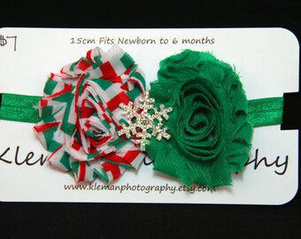 Infant Christmas Snowflake Shabby Flower Headband #5-READY TO SHIP