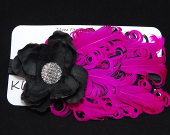 Toddler/Adult Black and Purple Feather Headband-READY TO SHIP