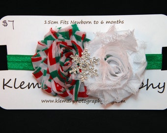 Infant Christmas Snowflake Shabby Flower Headband #4-READY TO SHIP