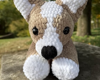 Hand Crocheted Corgi Plush Toy Splooting Dog Stuffed Animal Memorial Gift