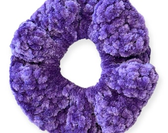 Crochet Purple Velvet Scrunchie Handmade Hair Accessory Gifts For Teens