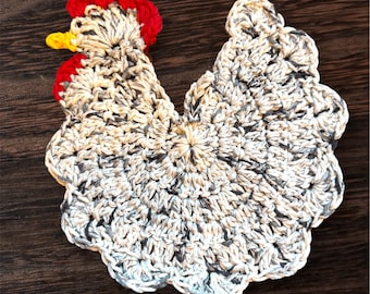 Crochet Chicken Potholder Decorative Only Handmade Hot Pad Farmhouse Home Kitchen Decor
