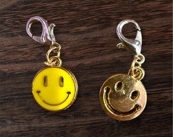 Smiley Face Stitch Markers for Crochet, 12mm Clasp Emoji Charm Accessory