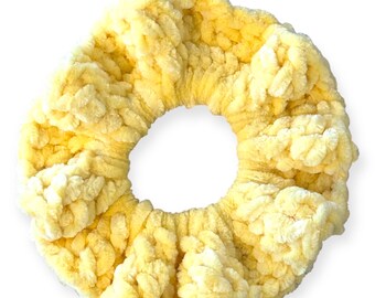 Crochet Yellow Velvet Scrunchie Handmade Hair Accessory Gifts For Teens