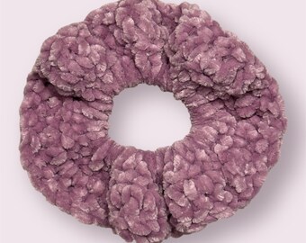 Crochet Light Purple Velvet Scrunchie Handmade Hair Accessory