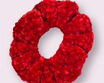 Crochet Red Velvet Scrunchie Handmade Hair Accessory