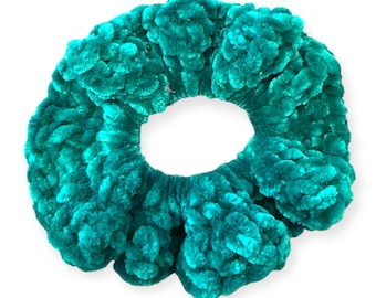 Crochet Green Velvet Scrunchie Handmade Hair Accessory Gifts For Teens