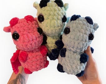Crochet Baby Dragon Plushie Handmade Pocket Pal Gifts for Fantasy Lovers