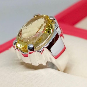 16 Carat Rare Yellow Citrine Sterling Silver 925 Handmade  Yellow Citrine Ring