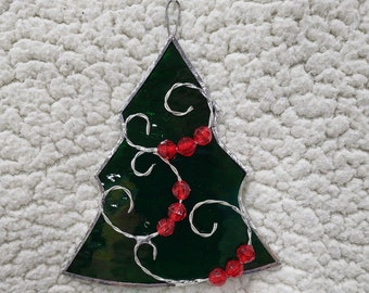 Stained glass Christmas tree with beads
