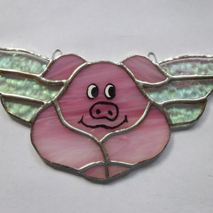 Stained Glass Pig Angel