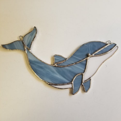 Stained Glass Dolphin. Blue Suncatcher Home House Decor. Etsy