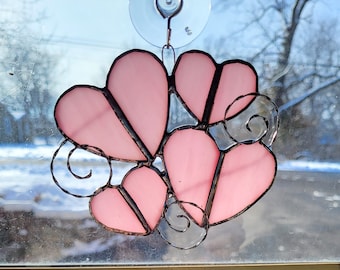 stained glass pink hearts
