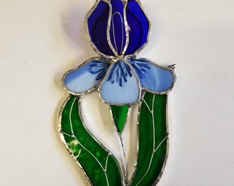 Stained glass blue iris