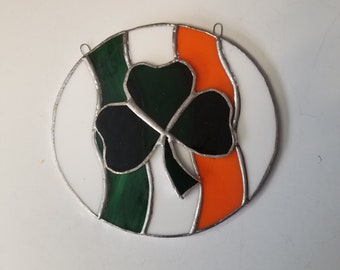 stained glass Irish Flag