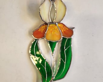 Stained glass yellow iris