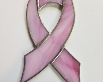 stained glass breast cancer ribbon