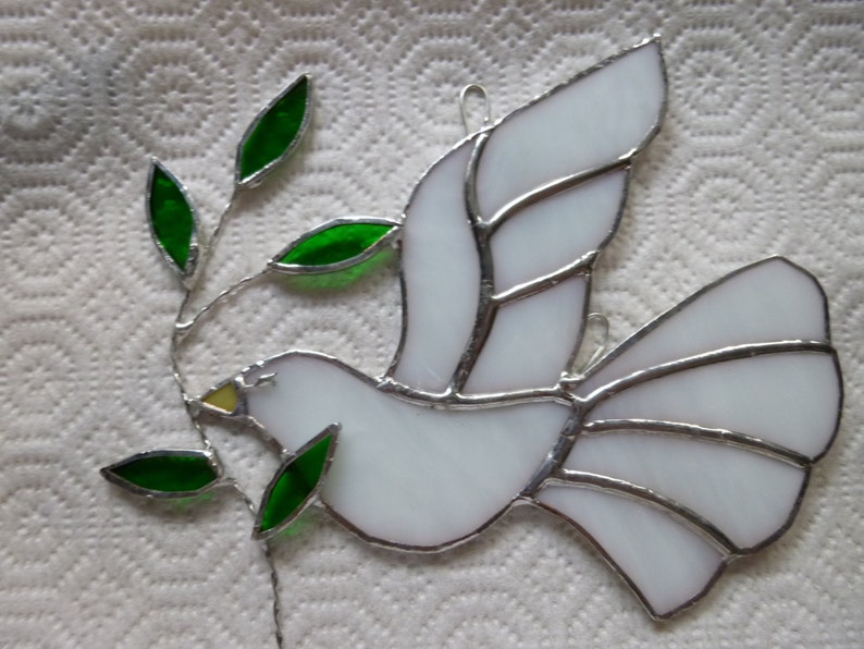 Stained Glass Dove With Branch - Etsy