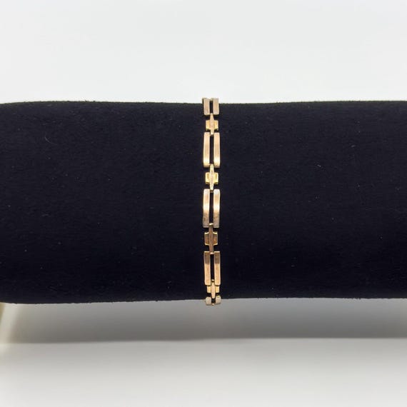 Vintage 9ct Rose Gold Rectangular Link Bracelet 7… - image 10