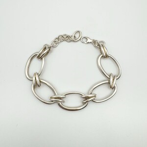 Oval Links & Hoops Bracelet in Sterling Silver 925 Adjustable Fit